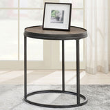 Rodrigo Round End Table Weathered Elm and Gunmetal