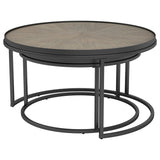 Rodrigo 2-piece Round Nesting Tables Weathered Elm