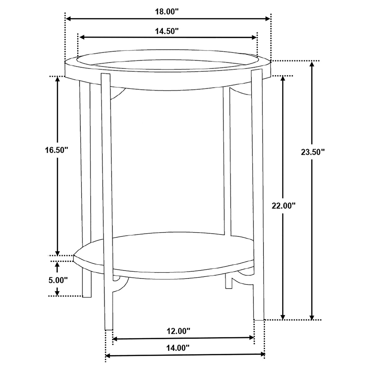 Adhvik Round Accent Table with Marble Shelf Natural and Black