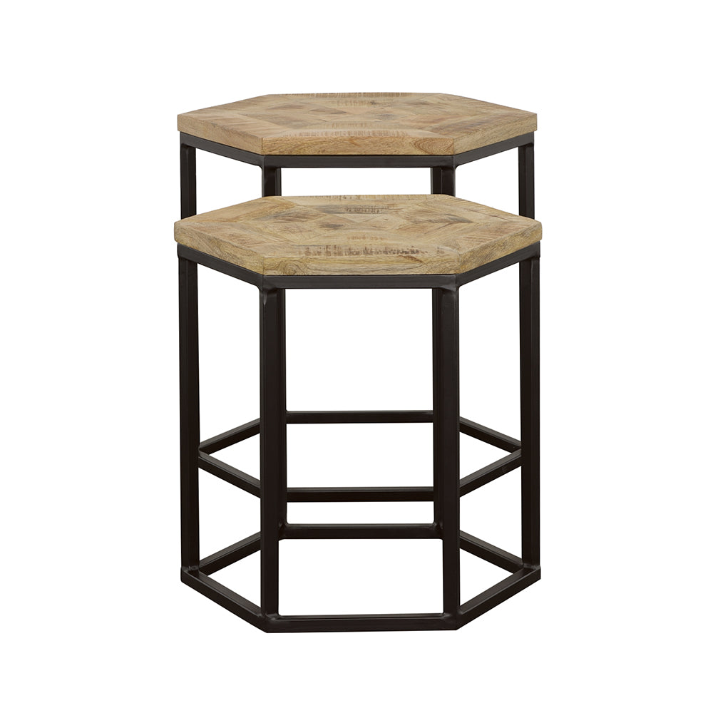 Adger 2-piece Hexagon Nesting Tables Natural and Black