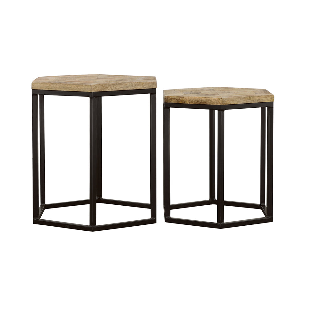 Adger 2-piece Hexagon Nesting Tables Natural and Black