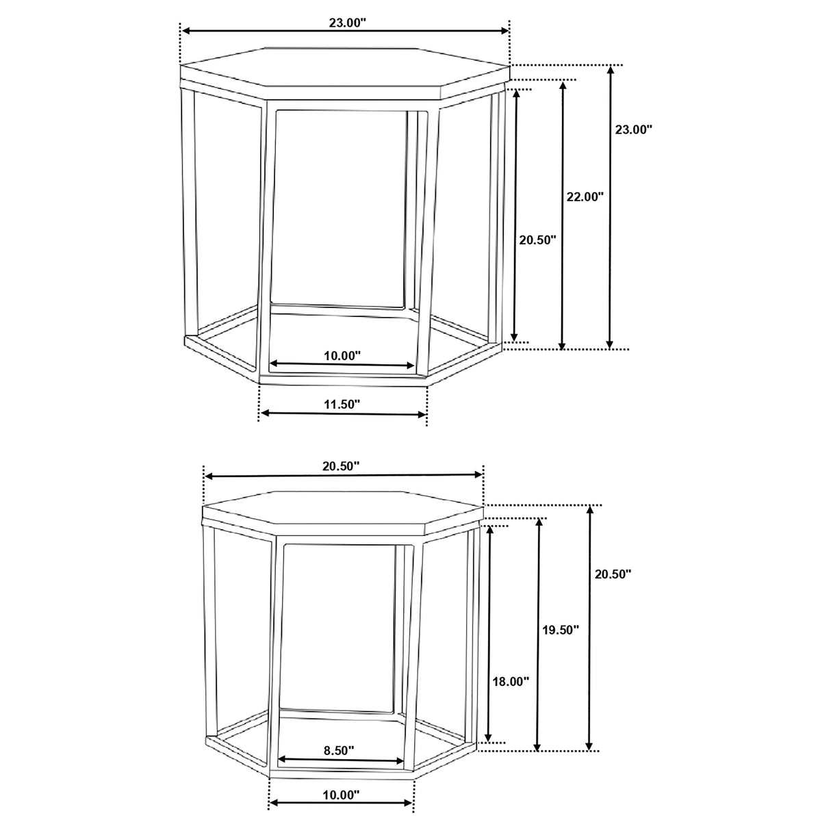 Adger 2-piece Hexagon Nesting Tables Natural and Black