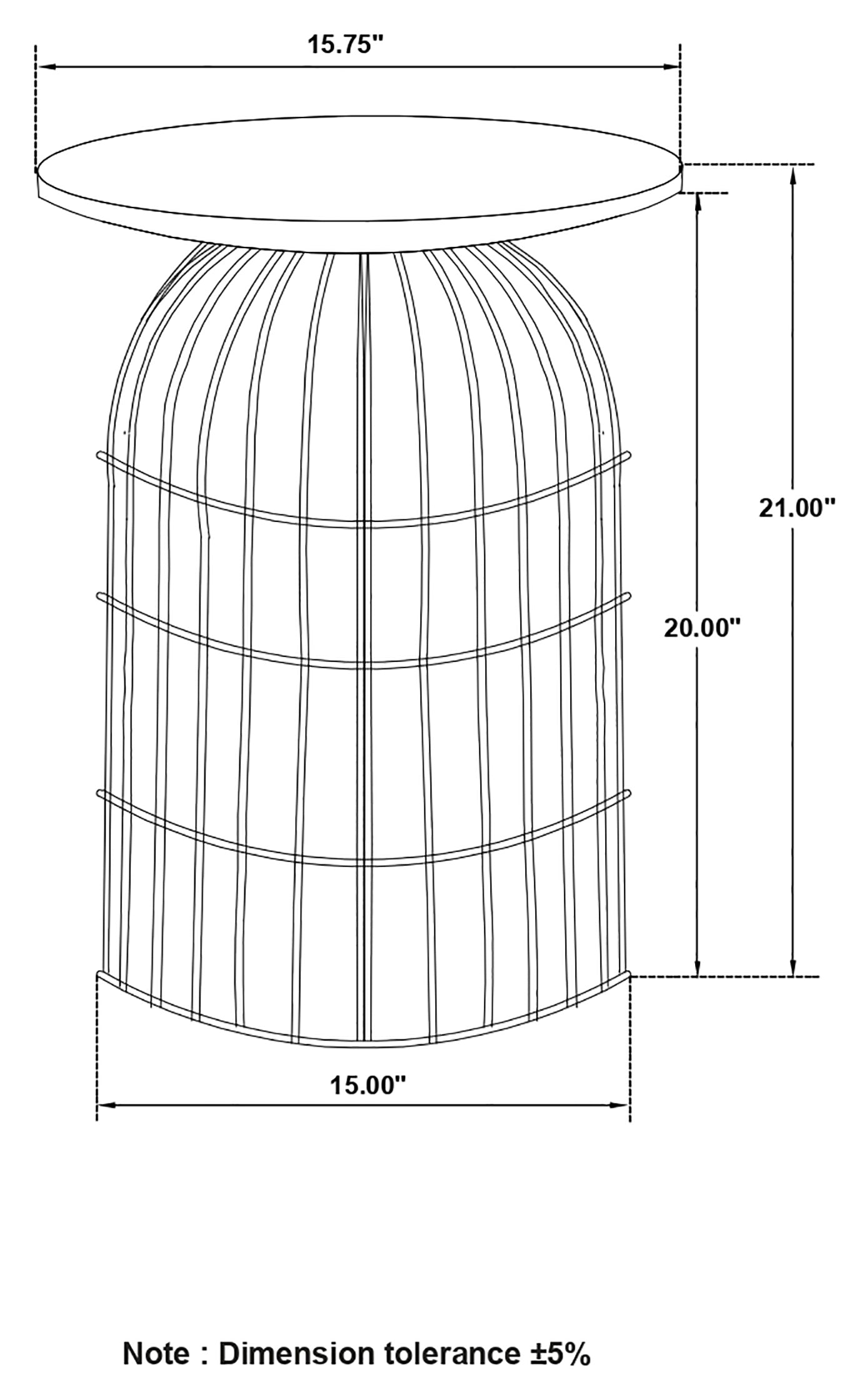 Bernardo Round Accent Table with Bird Cage Base Natural and Gunmetal