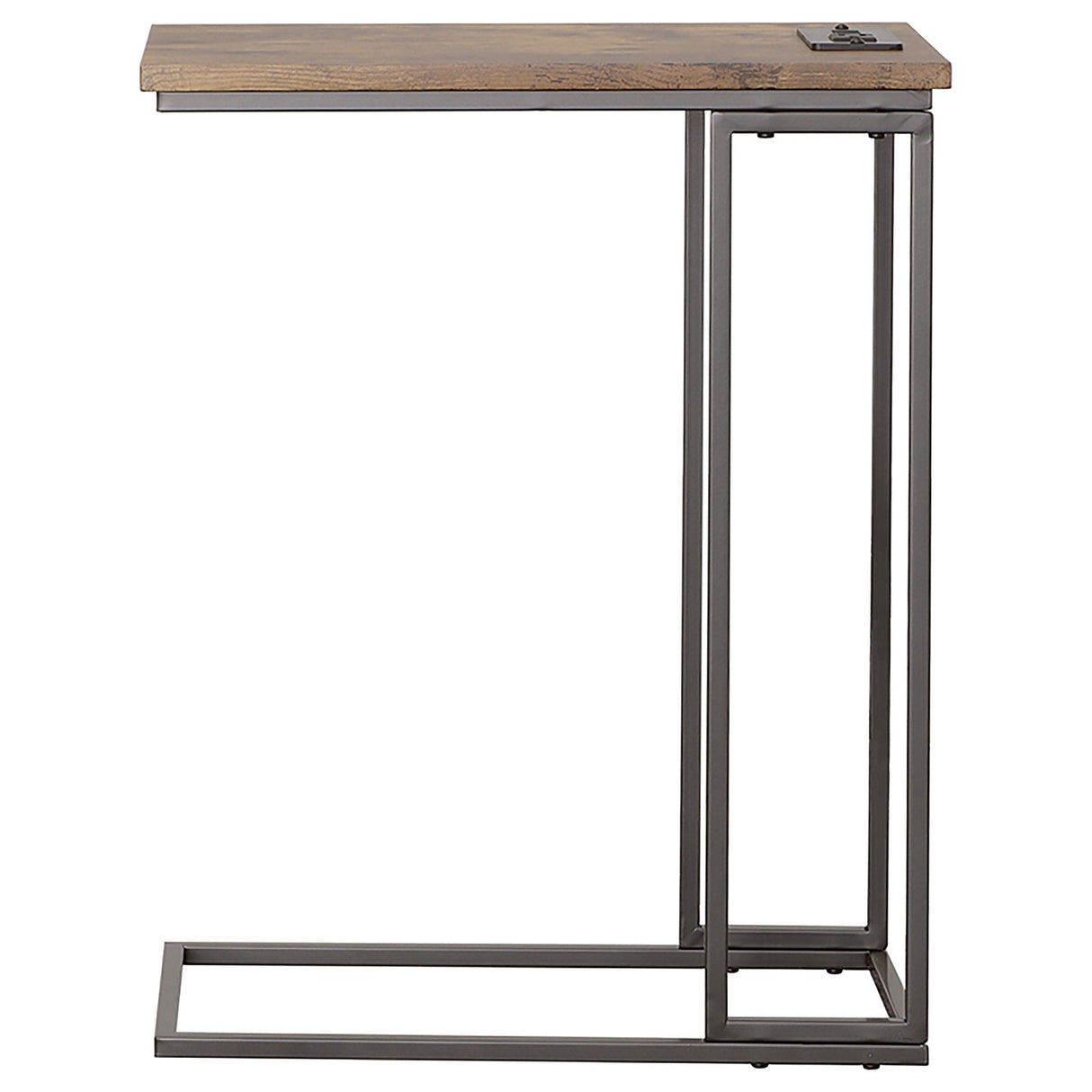 Rudy Snack Table with Power Outlet Gunmetal and Antique Brown