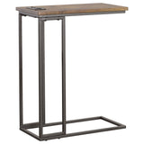 Rudy Snack Table with Power Outlet Gunmetal and Antique Brown