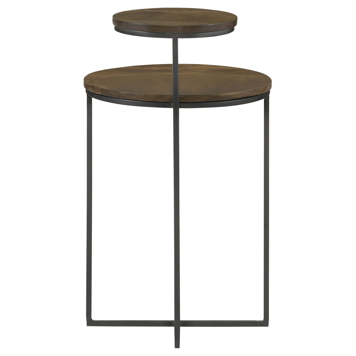 Yael Round Accent Table Natural and Gunmetal