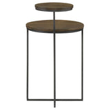 Yael Round Accent Table Natural and Gunmetal