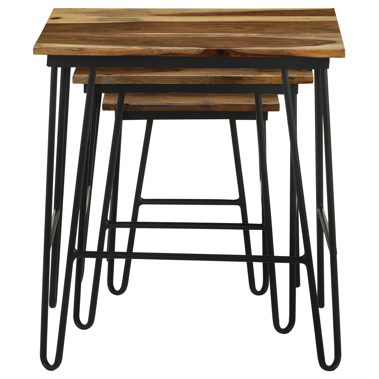 Nayeli 3-piece Nesting Table with Hairpin Legs Natural and Black