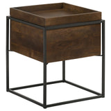 Ondrej Square Accent Table with Removable Top Tray Dark Brown and Gunmetal