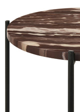 Latifa Round Accent Table with Marble Top Red and Black