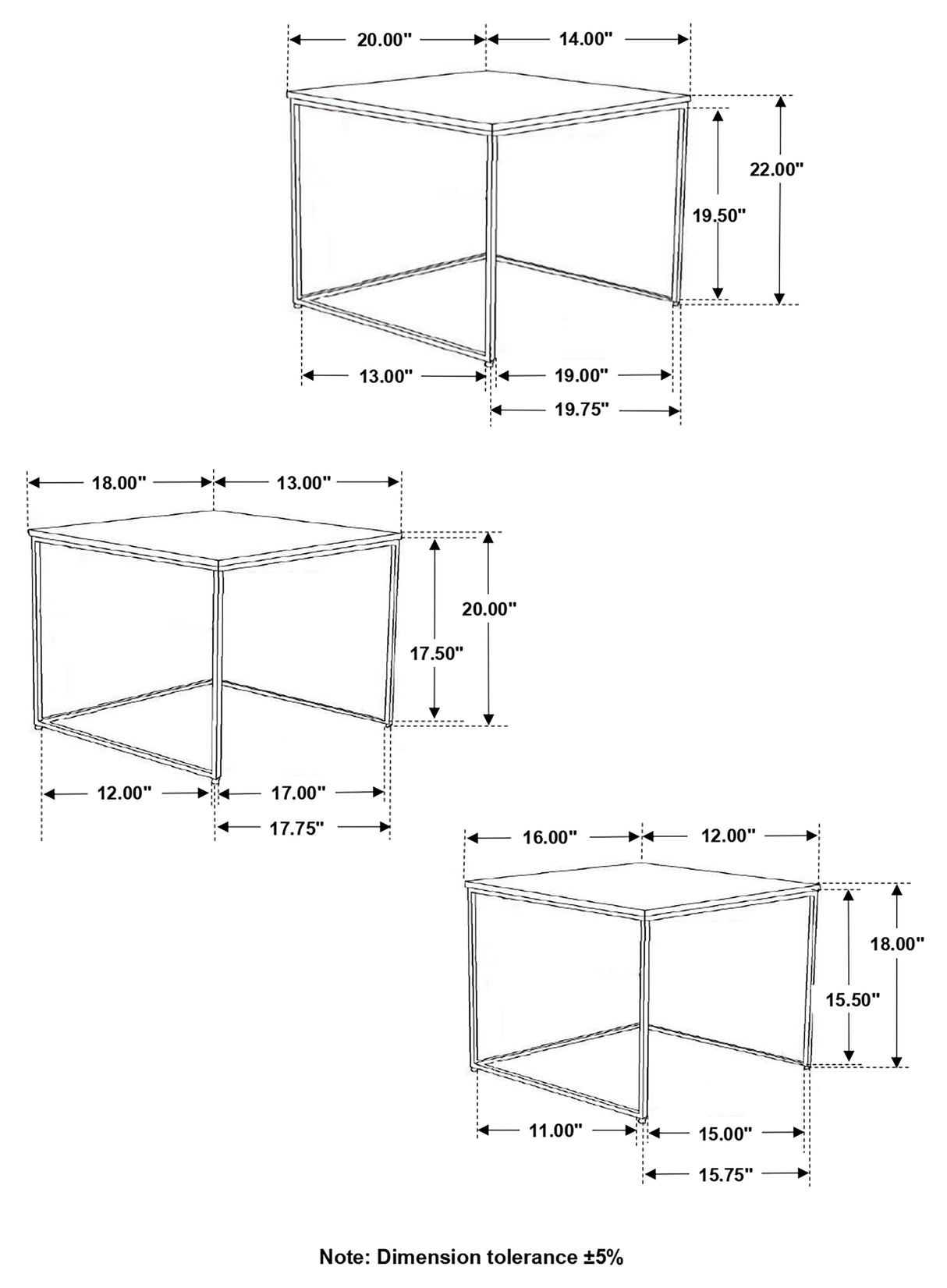 Medora 3-piece Nesting Table with Marble Top