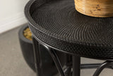 Antonio Round Rattan Tray Top Accent Table Black