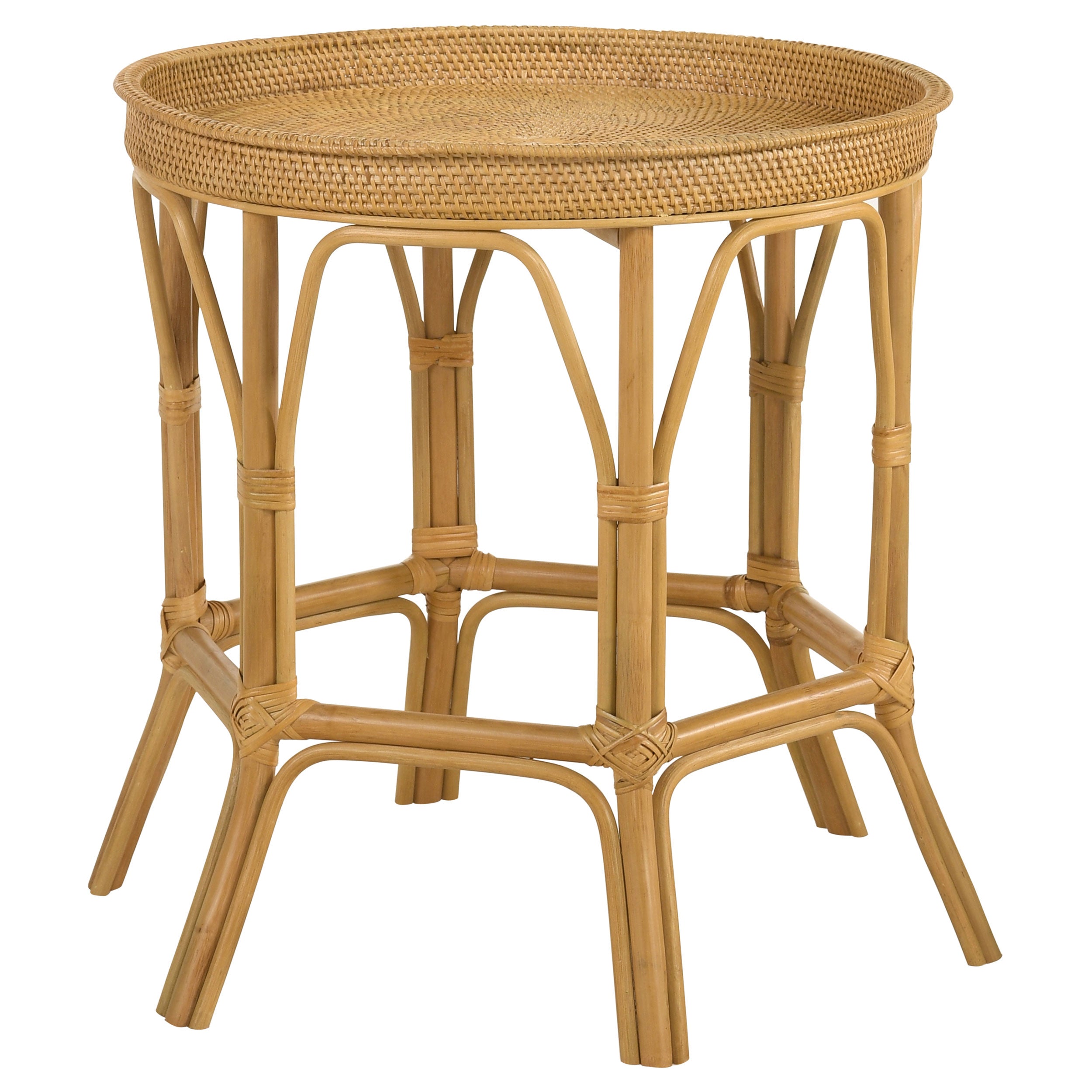 Antonio Round Rattan Tray Top Accent Table Natural