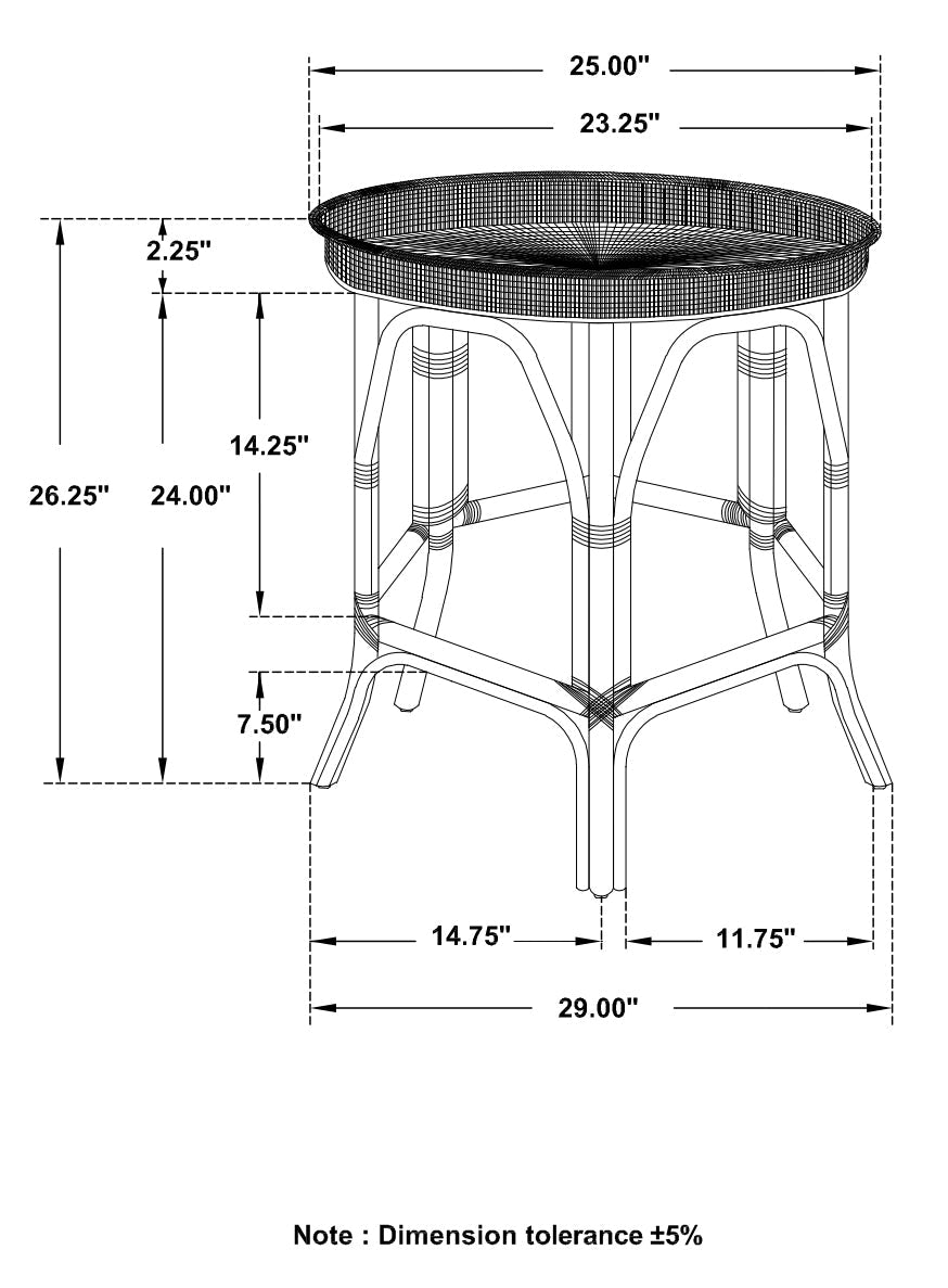 Antonio Round Rattan Tray Top Accent Table Natural