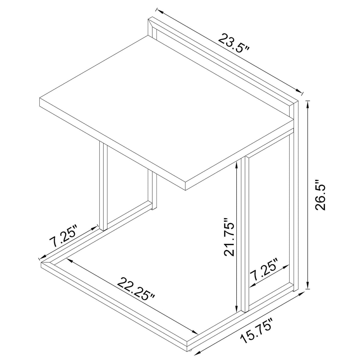 Dani Rectangular Snack Table with Metal Base