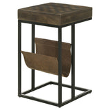 Chessie 1-drawer Square Side Table With Leatherette Sling Tobacco and Black