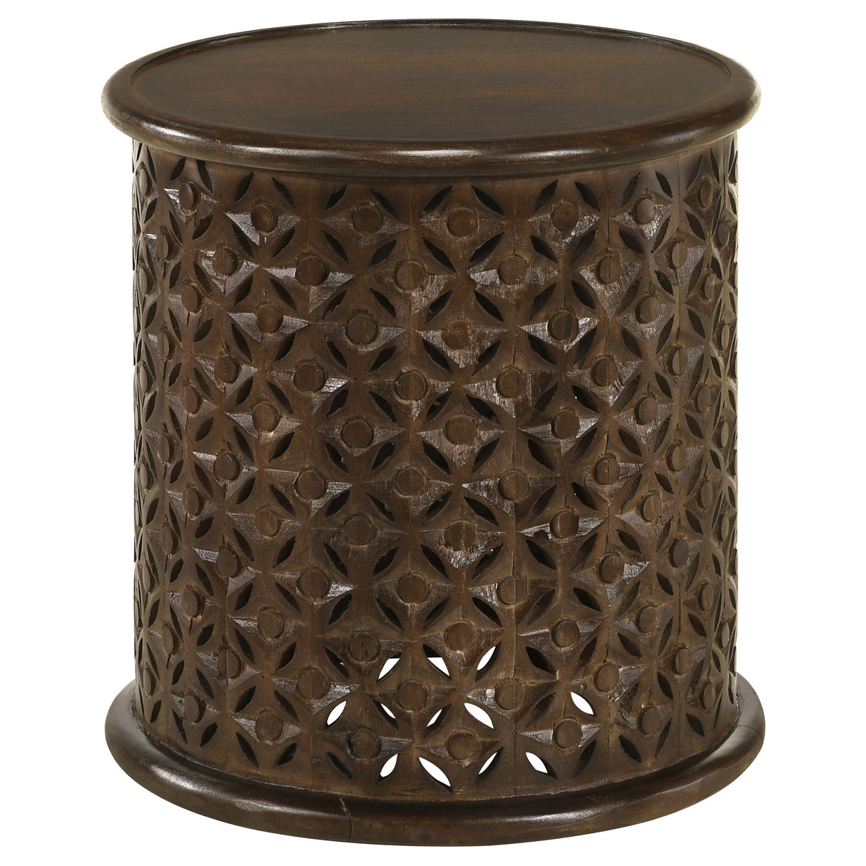 Krish 18-inch Round Accent Table Dark Brown