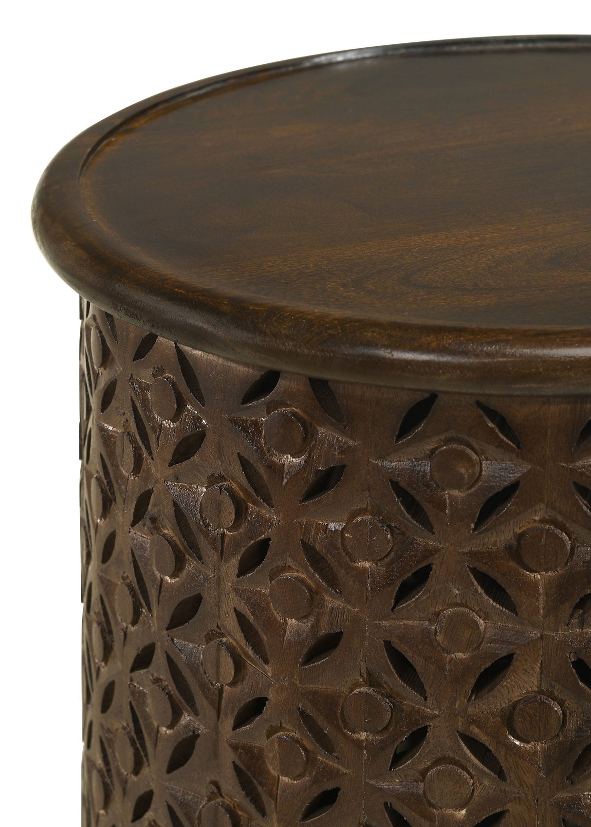 Krish 18-inch Round Accent Table Dark Brown