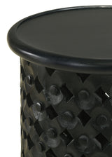 Krish 24-inch Round Accent Table Black Stain