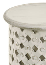 Krish 24-inch Round Accent Table White Washed