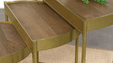 Tristen 3-Piece Demilune Nesting Table With Recessed Top Brown and Gold