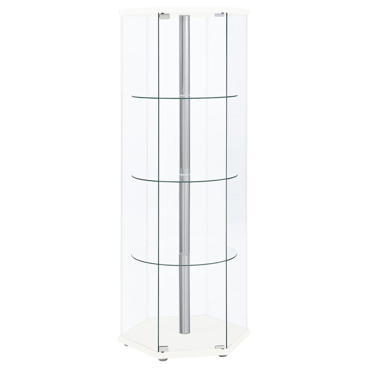 Zahavah 4-shelf Hexagon Shaped Curio Cabinet White and Clear