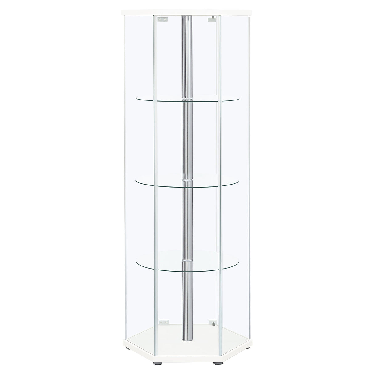 Zahavah 4-shelf Hexagon Shaped Curio Cabinet White and Clear