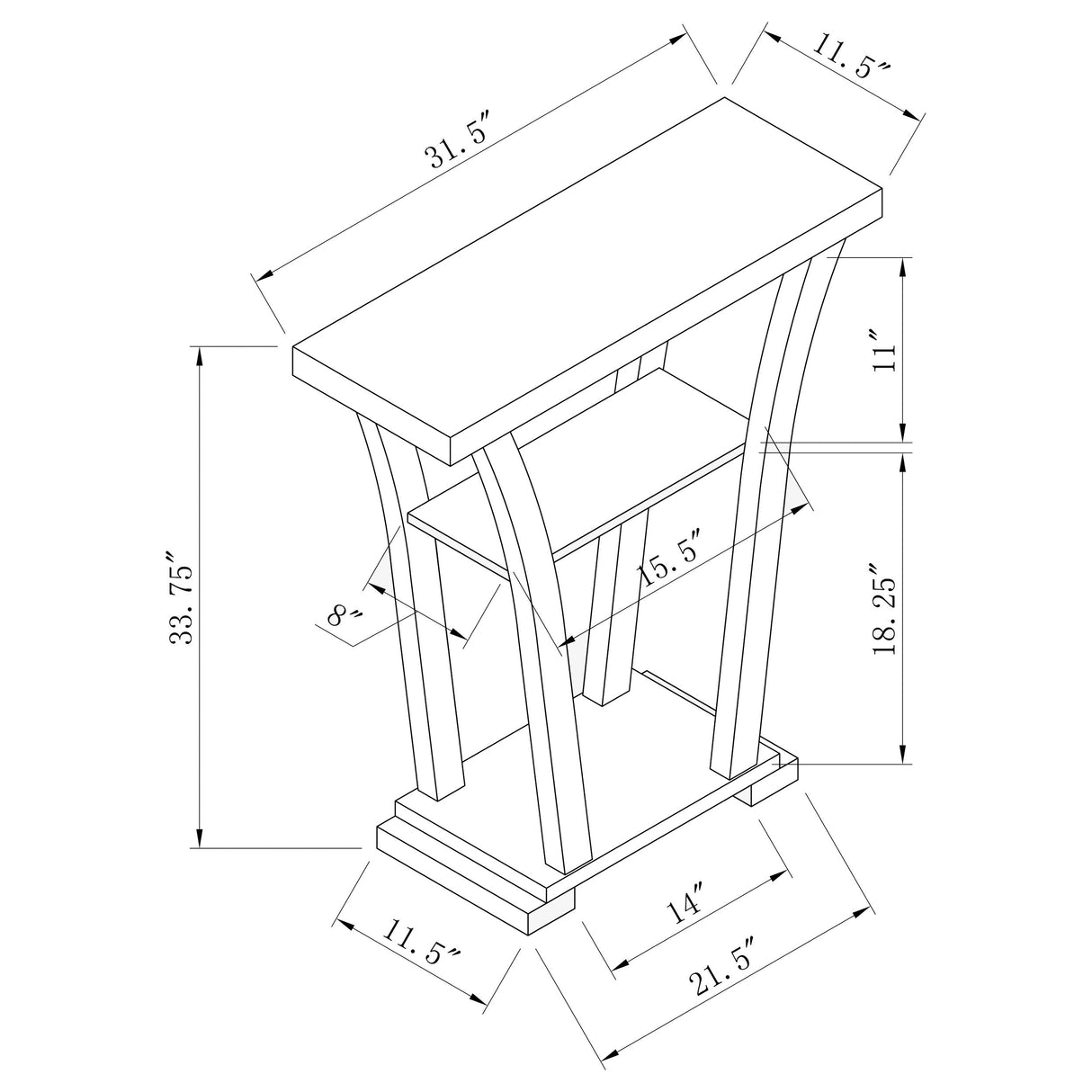 Evanna 2-shelf Console Table Cappuccino