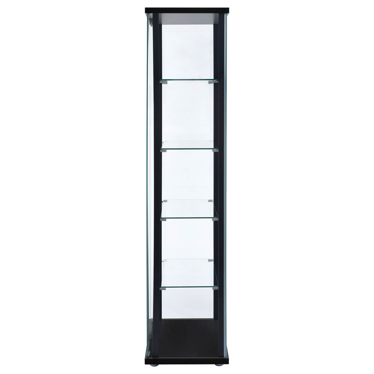 Delphinium 5-shelf Glass Curio Cabinet Black and Clear