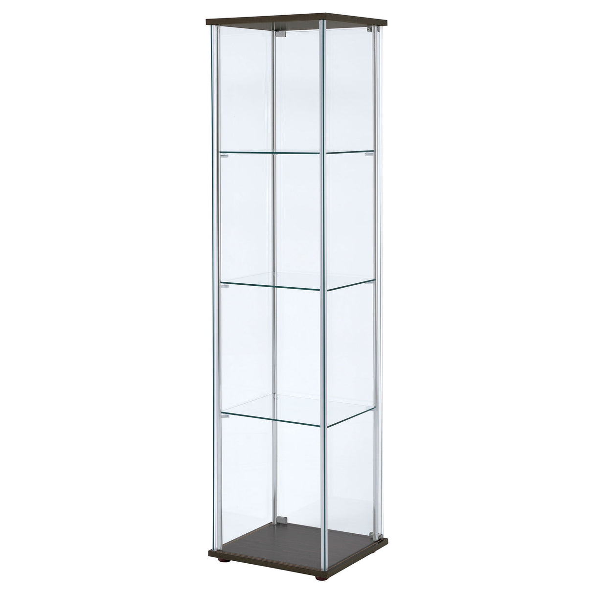 Bellatrix Rectangular 4-shelf Curio Cabinet Cappuccino and Clear