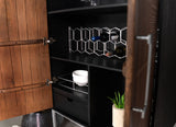 Borman 2-door Bar Cabinet Wine Storage Walnut and Black