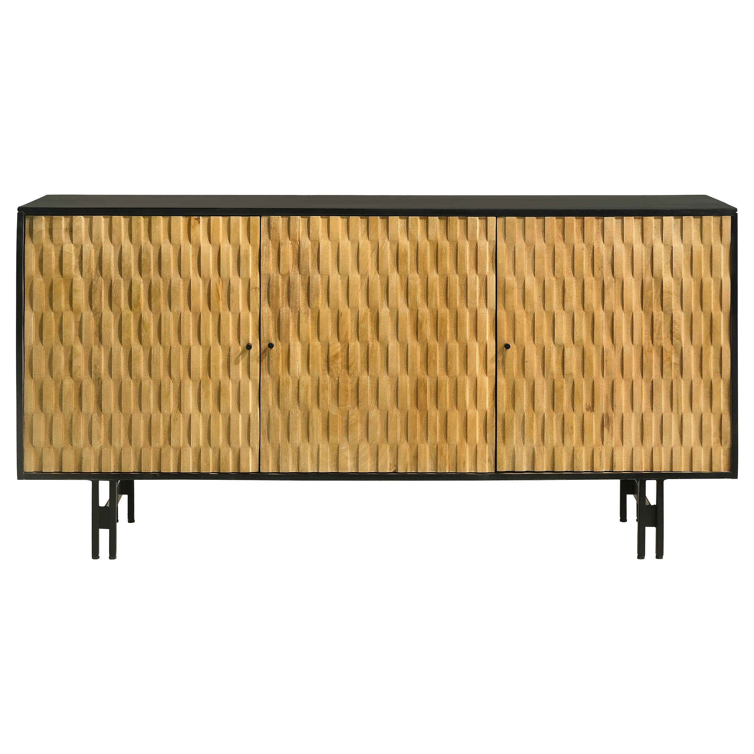 Aminah 3-door Wooden Accent Cabinet Natural and Black