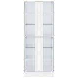 Cabra Display Case Curio Cabinet with Glass Shelves and LED Lighting White High Gloss