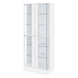 Cabra Display Case Curio Cabinet with Glass Shelves and LED Lighting White High Gloss