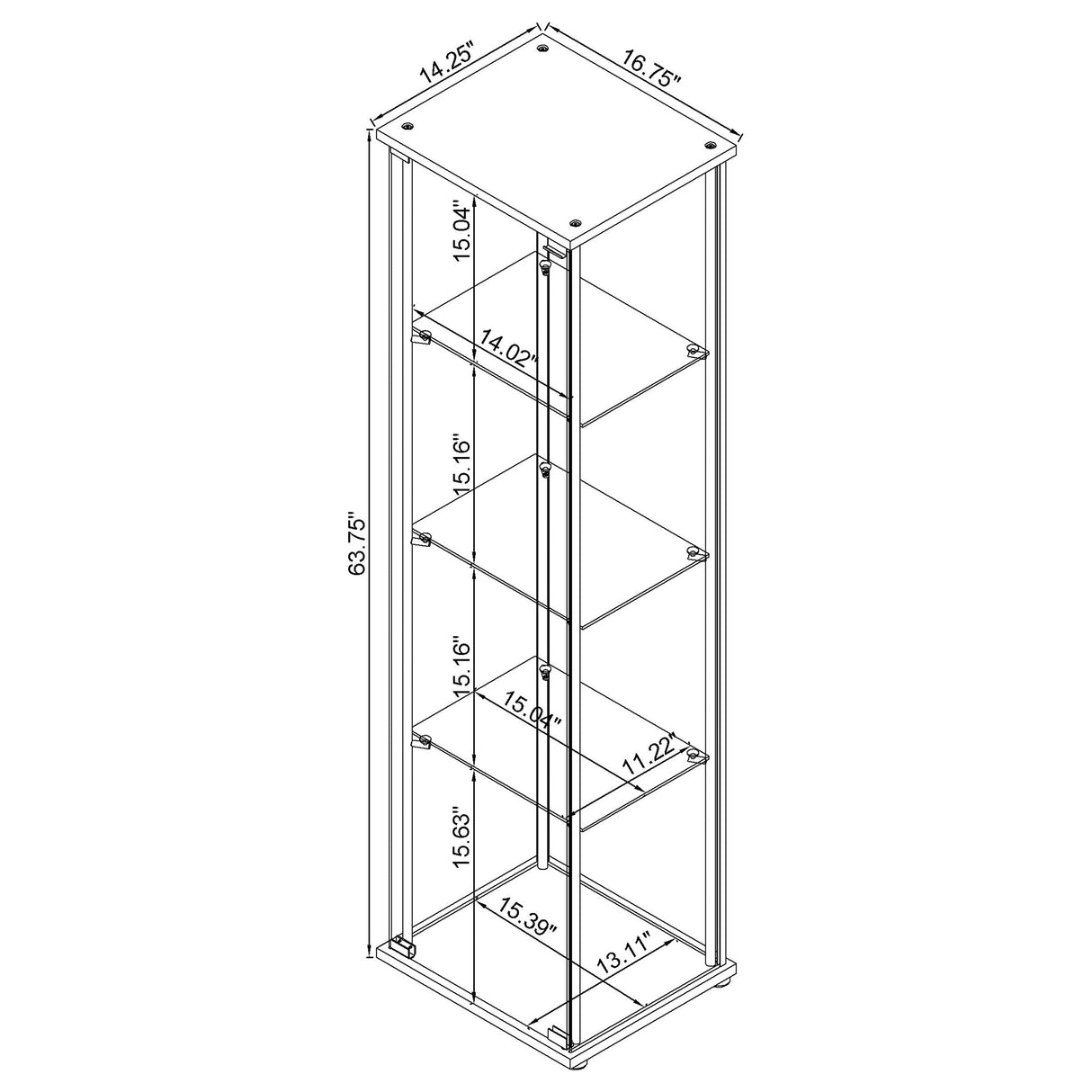 Bellatrix Rectangular 4-shelf Curio Cabinet White and Clear