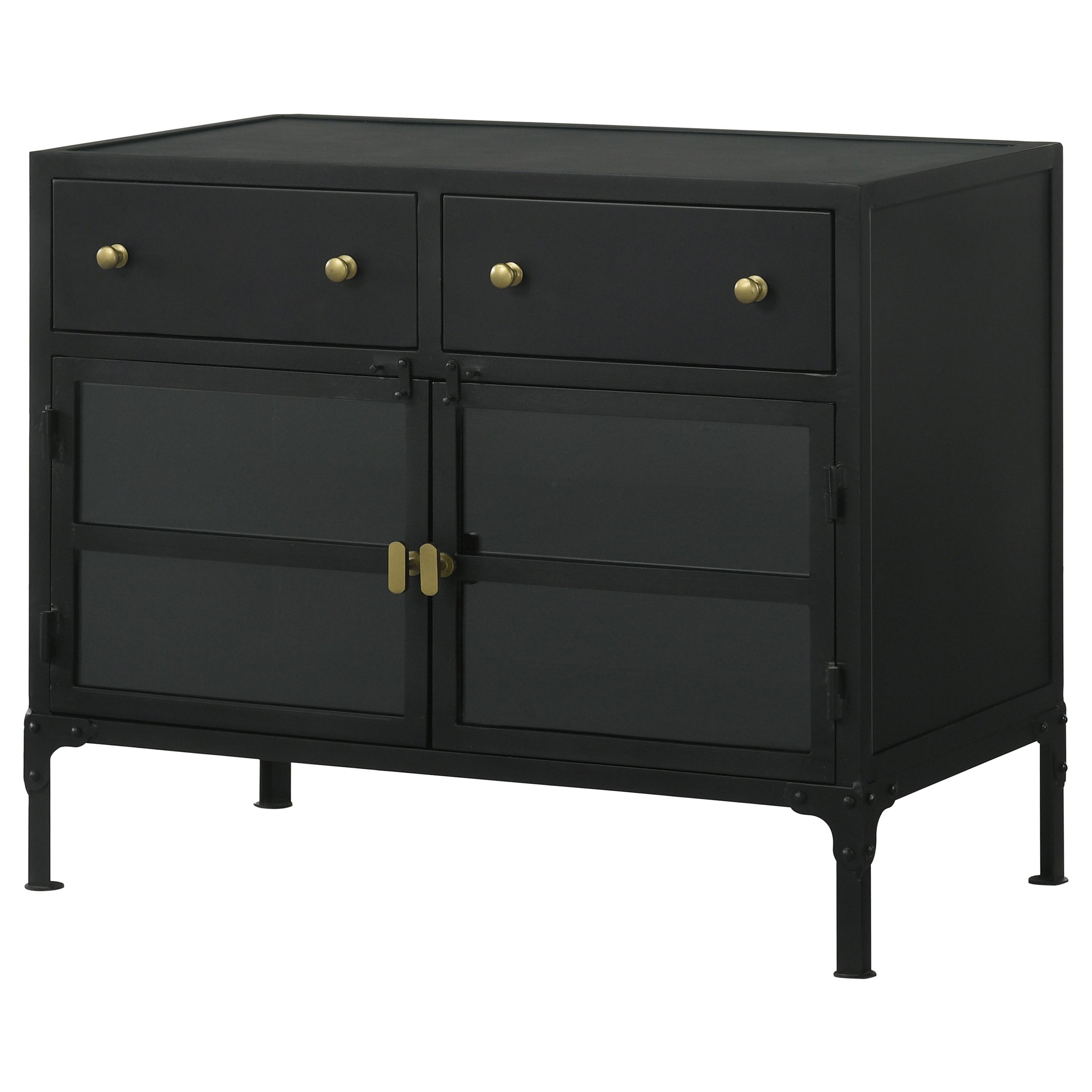 Sadler 2-drawer Accent Cabinet with Glass Doors Black