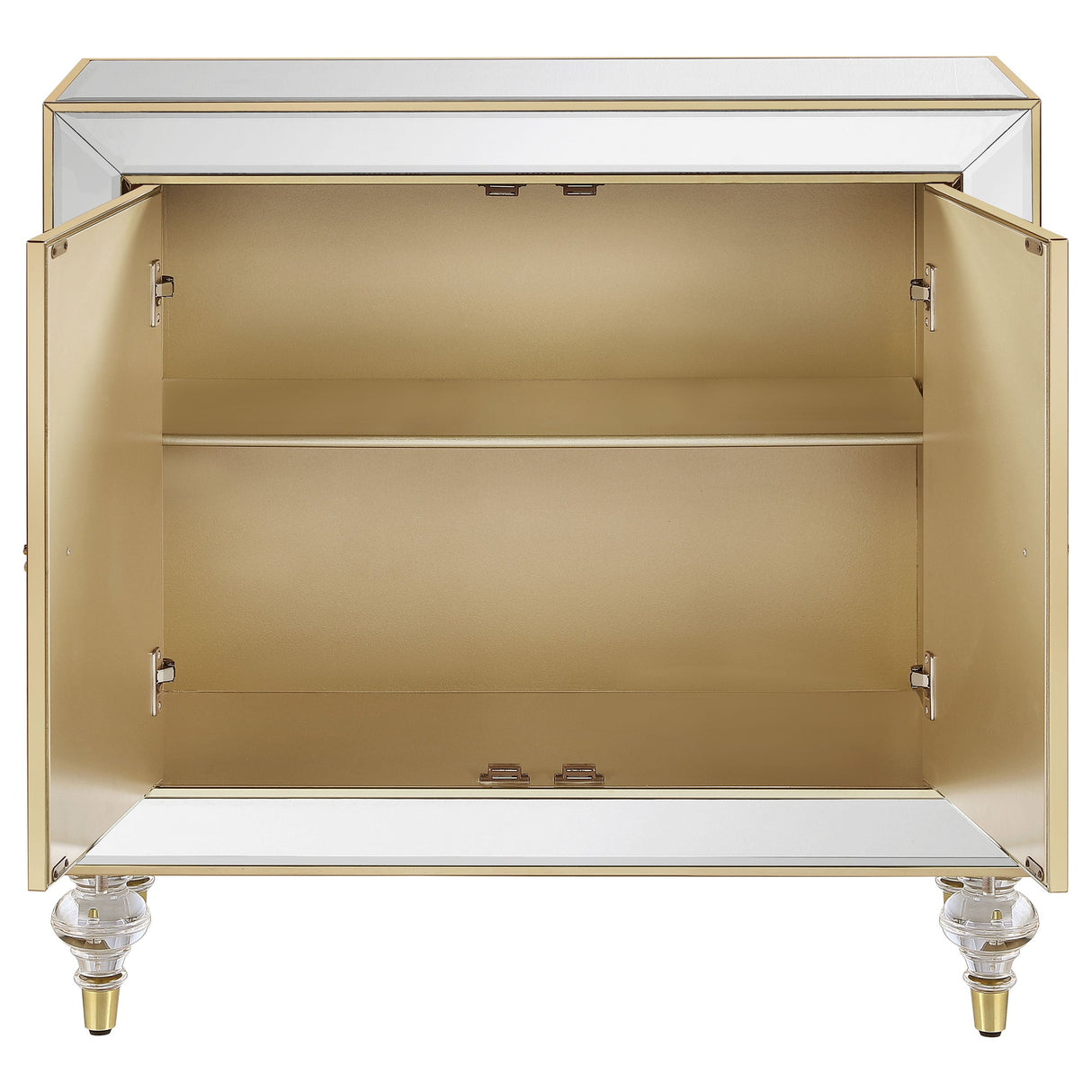 Lupin 2-door Accent Cabinet Mirror and Champagne