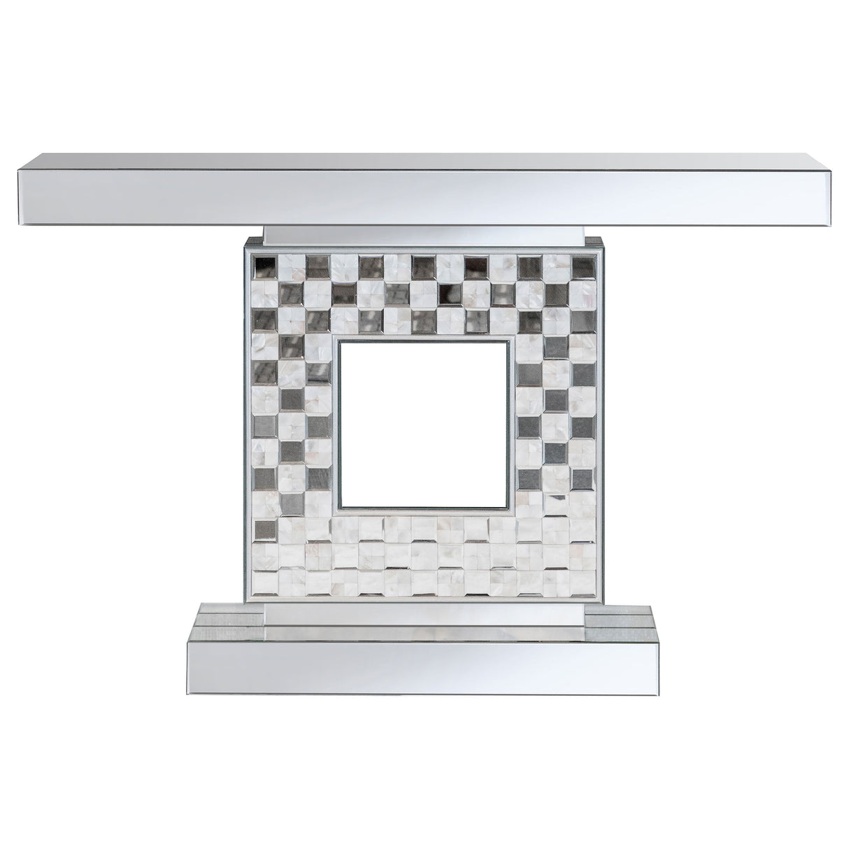 Claire Checkerboard Square Base Console Table Silver