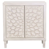 Clarkia Accent Cabinet with Floral Carved Door White