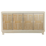 Voula Rectangular 4-door Accent Cabinet White and Gold