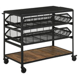 Evander Accent Storage Cart with Casters Natural and Black