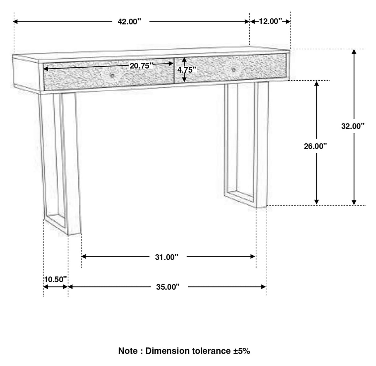 Draco Console Table with Hand Carved Drawers Natural