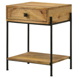 Declan 1-drawer Accent Table with Open Shelf Natural Mango and Black