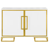 Elsa 2-door Accent Cabinet with Adjustable Shelves White and Gold