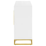 Elsa 2-door Accent Cabinet with Adjustable Shelves White and Gold