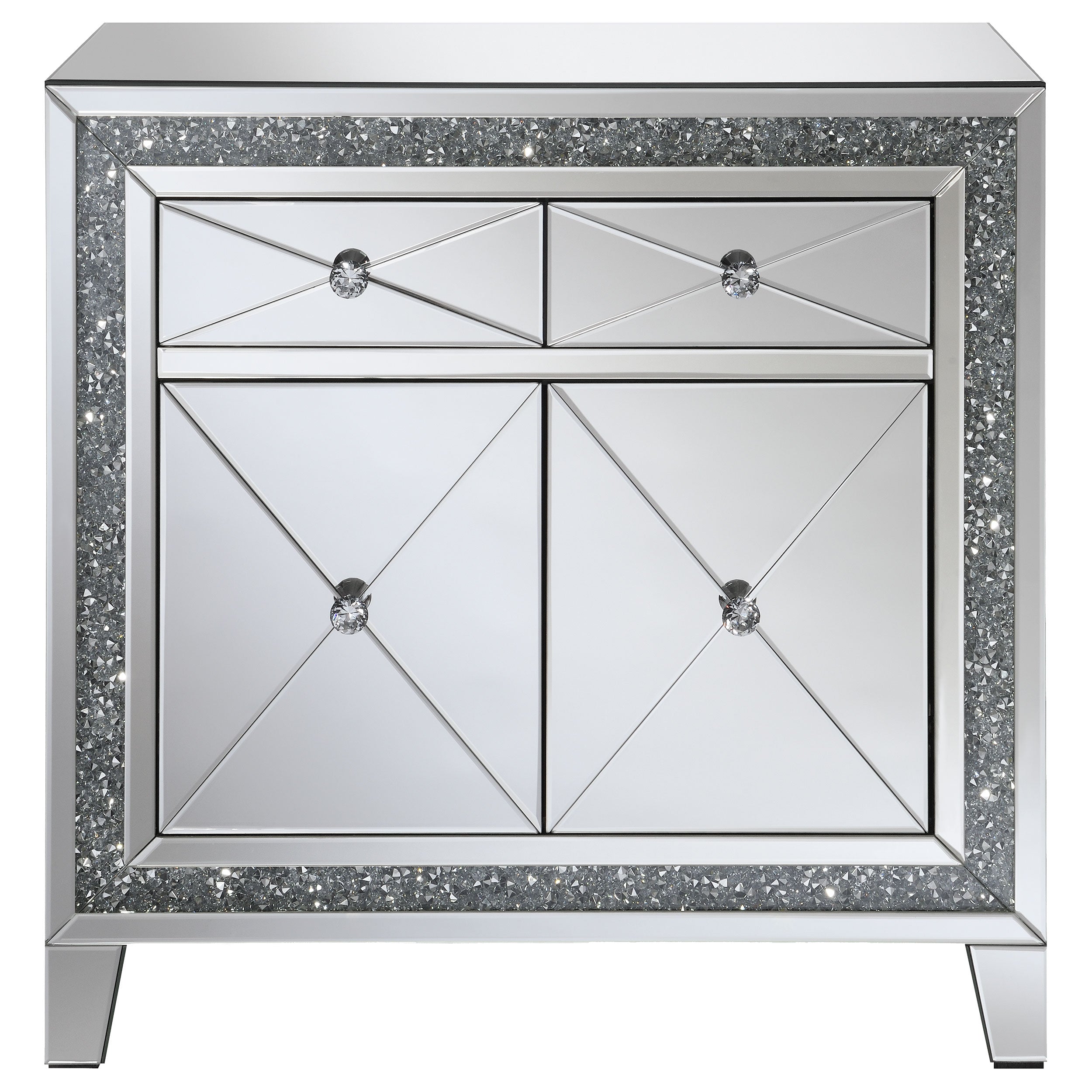 Arwen 2-drawer Accent Cabinet Clear Mirror with LED Lighting