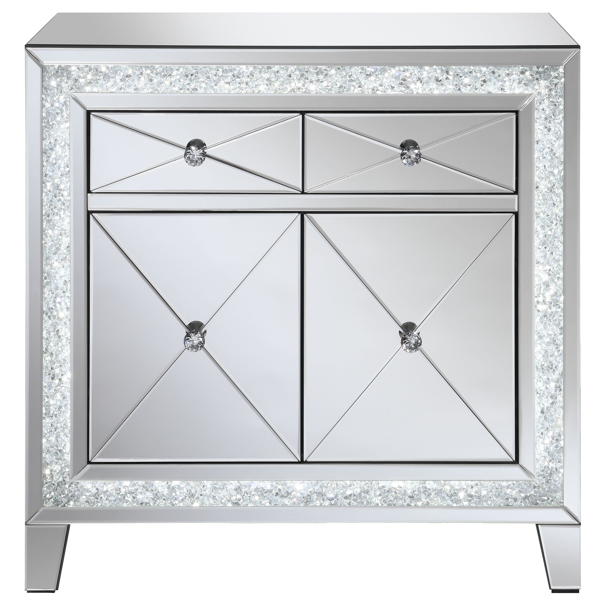 Arwen 2-drawer Accent Cabinet Clear Mirror with LED Lighting