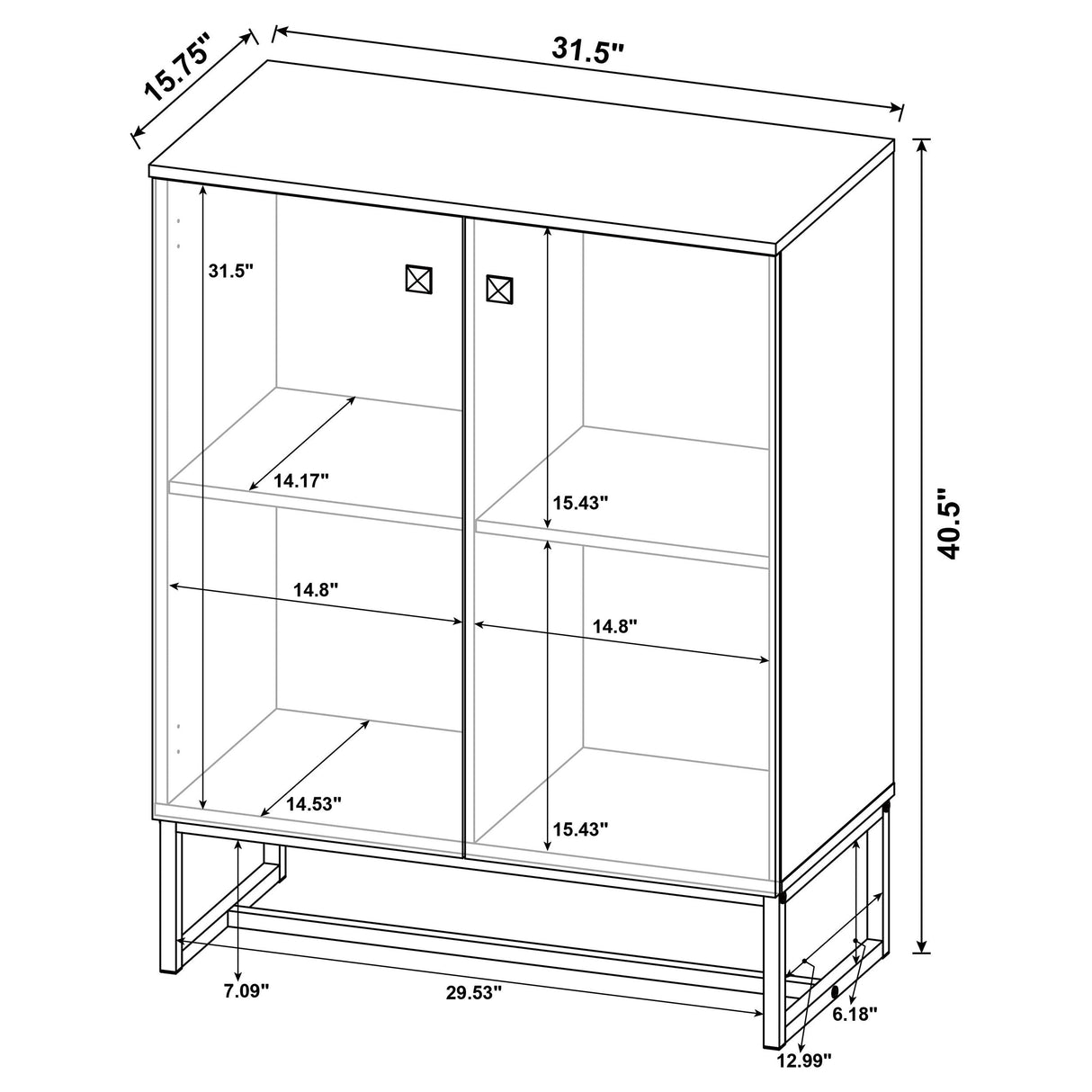 Carolyn 2-door Accent Cabinet Rustic Oak and Gunmetal