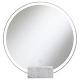 Jocelyn Round Table Top LED Vanity Mirror White Marble Base Chrome Frame