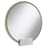 Jocelyn Round Table Top LED Vanity Mirror White Marble Base Chrome Frame